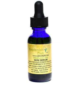 Replenish Plus I-Tiplex T50 1oz skin serum in a blue bottle